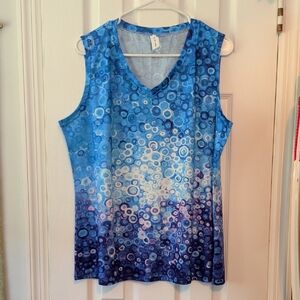 Blue Patterned Women's Tank Top By Chicyea Sz 2X